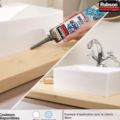 Rubson Mastic, Cartouche Joint Et Silicone-Mastic Sanitaire Salle de bains Saine Mastic blanc cartouche 280ml