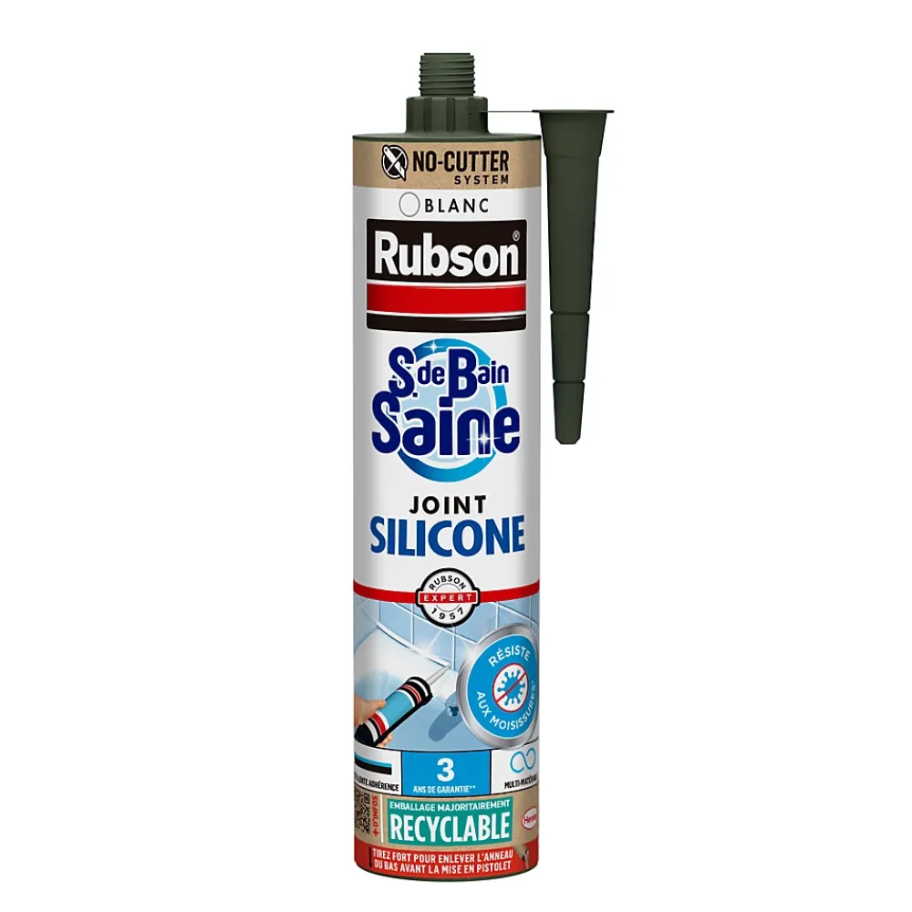 Rubson Mastic, Cartouche Joint Et Silicone-Mastic Sanitaire Salle de bains Saine Mastic blanc cartouche 280ml