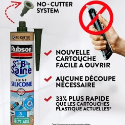 Rubson Mastic, Cartouche Joint Et Silicone-Mastic sanitaire transparent Salle de bain Saine 280 ml