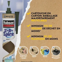 Rubson Mastic, Cartouche Joint Et Silicone-Mastic sanitaire transparent Salle de bain Saine 280 ml