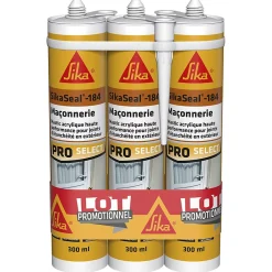 Mastic, Cartouche Joint Et Silicone-Mastic SikaSeal 184 maçonnerie blanc 300 ml vendu par 3 pièces