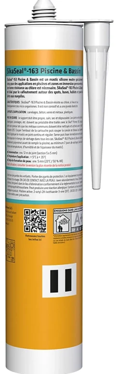 Sika Mastic, Cartouche Joint Et Silicone-Mastic silicone spécial immersion Gris Seal 163 Piscine 300mL