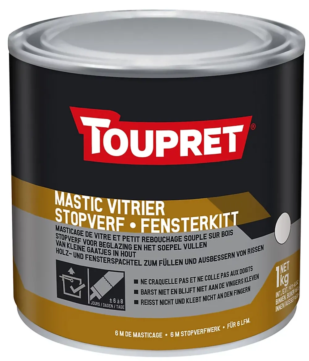 Toupret Mastic vitrier blanc pot 1 kg