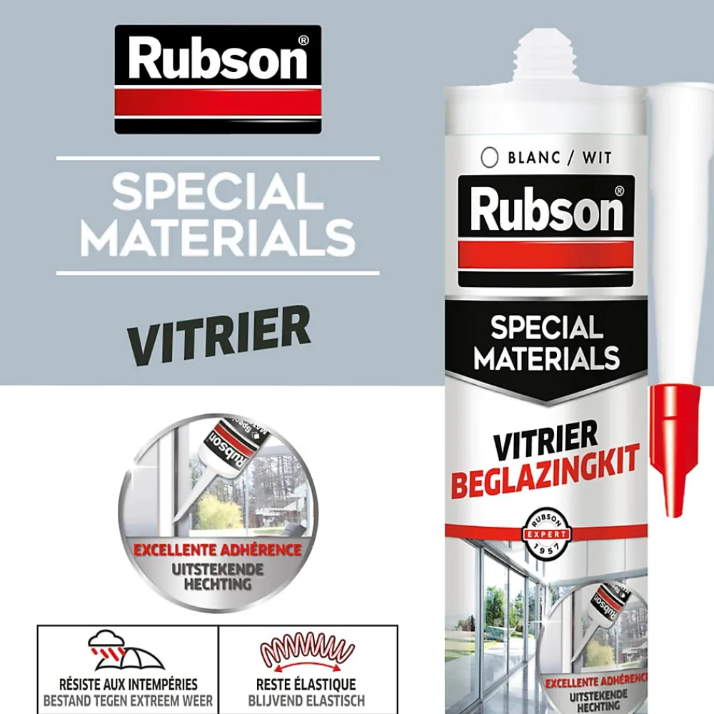 Rubson Mastic, Cartouche Joint Et Silicone-Mastic vitrier coloris blanc 280ml