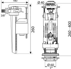 Wirquin Mécanisme de chasse d'eau + robinet latéral Jolyfill One