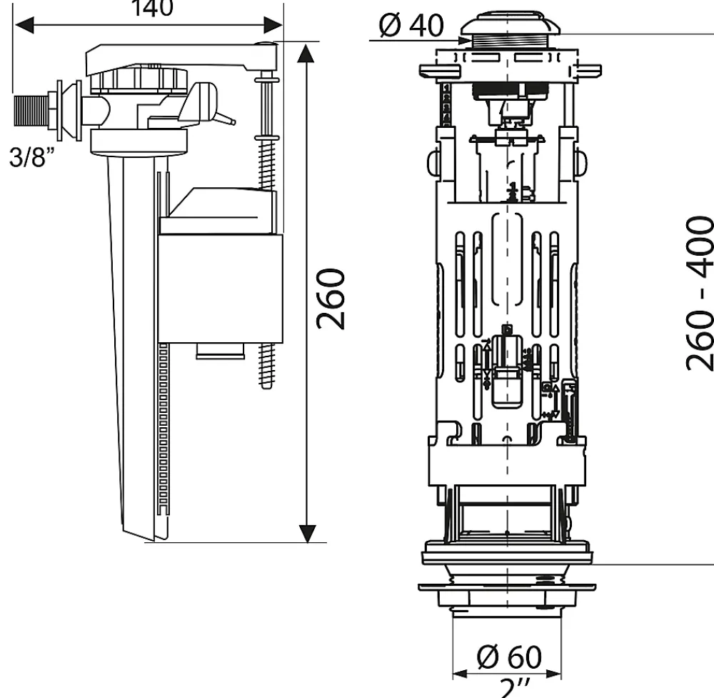Wirquin Mécanisme de chasse d'eau + robinet latéral Jolyfill One