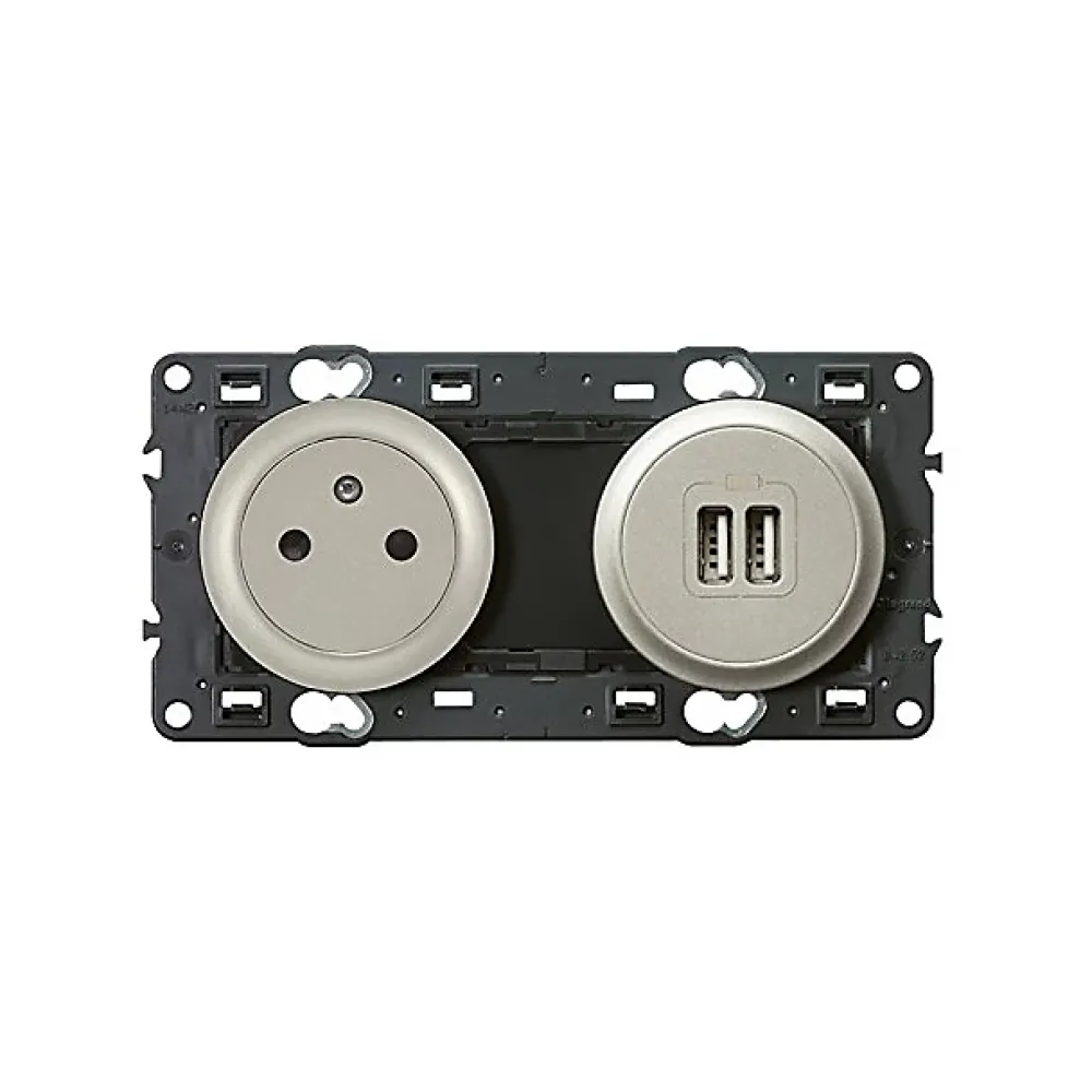Legrand Prise Encastrable-Mécanisme de prise avec terre surface lisse et prise USB Céliane titane