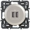 Legrand Mécanisme de prise double chargeur USB Céliane titane