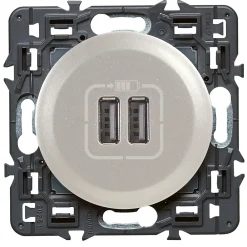 Legrand Mécanisme de prise double chargeur USB Céliane titane
