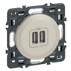 Legrand Mécanisme de prise double chargeur USB Céliane titane