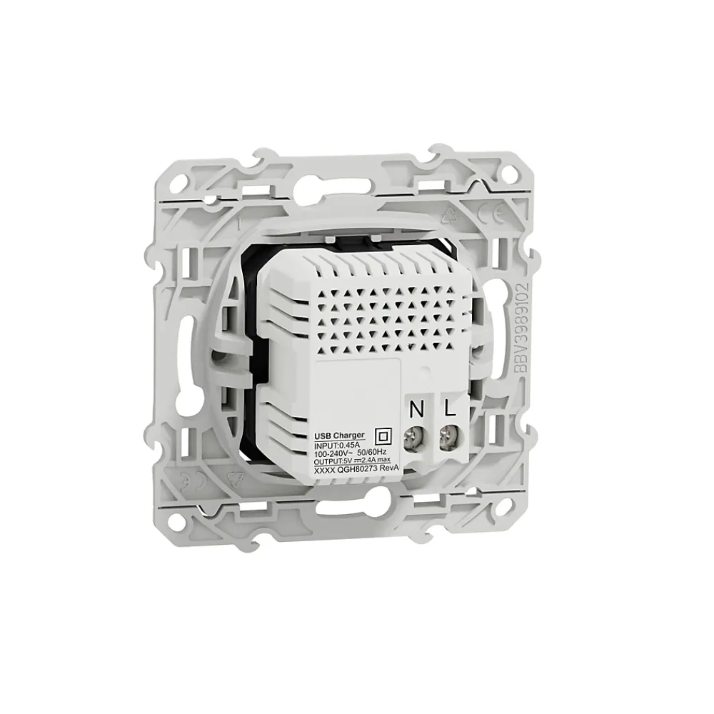 Schneider Electric Prise Encastrable-Mécanisme double chargeur usb A + C 12W Odace blanc