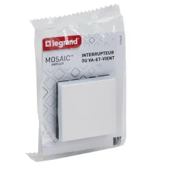 Legrand Interrupteur Encastrable-Mécanisme interrupteur va-et-vient à voyant Mosaïc blanc, 2 modules