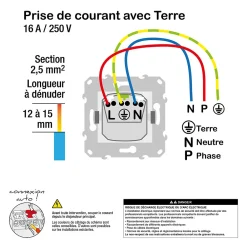 Schneider Electric Prise Encastrable-Mécanisme prise avec terre affleurante Unica Déco blanc