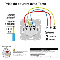 Schneider Electric Mécanisme prise avec terre Odace aluminium