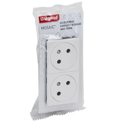 Legrand Mécanisme prise 2 pôles + terre Mosaïc blanc, 2 prises