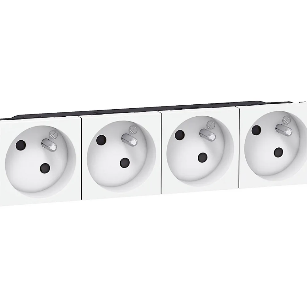 Legrand Prise Encastrable-Mécanisme prise 2 pôles + terre Mosaïc blanc, 4 prises