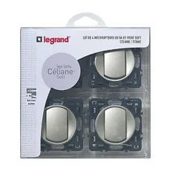 Legrand Interrupteur Encastrable-4 mécanismes va et vient Céliane titane