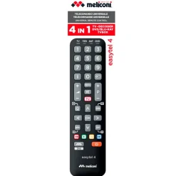 Meliconi - Télécommande universelle EASYTEL 4 pour 4 appareils TV, SAT, TNT, DVD, BOX - 100% fonctions d'origine - Touche Netflix