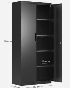 Nature Pro Armoire À Clé-Meuble de Rangement Bureau, en Acier, Placard, avec 5 Étagères, Doubles Portes, Serrure, Armoire à Outils, Étagères Réglables