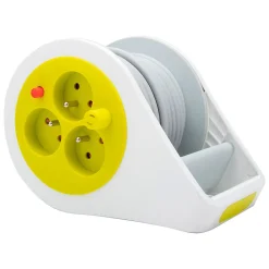 Zenitech Mini enrouleur design 3 prises 2P+T - 7m - Vert -
