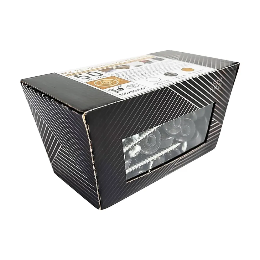 Mk Pc Diamonds vis galvanisées M5 x 40 mm pour métal avec rondelle d'étanchéité grise, pour revêtement en polycarbonate, 50 pièces