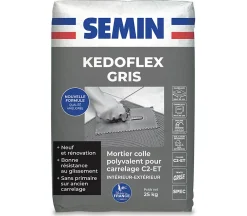 Semin Mortier Colle Polyvalent pour Carrelage Kedoflex Gris , Intérieur/Extérieur, sac de 25 kg