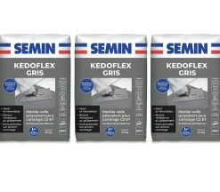 Semin Colle Carrelage-Mortier Colle Polyvalent pour Carrelage Kedoflex Gris , Intérieur/Extérieur, sac de 25 kg, lot de 3