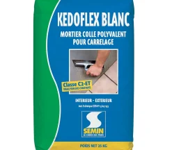 Semin Colle Carrelage-Mortier Colle Polyvalent pour Carrelage Kedoflex Blanc , Intérieur/Extérieur, sac de 25 kg