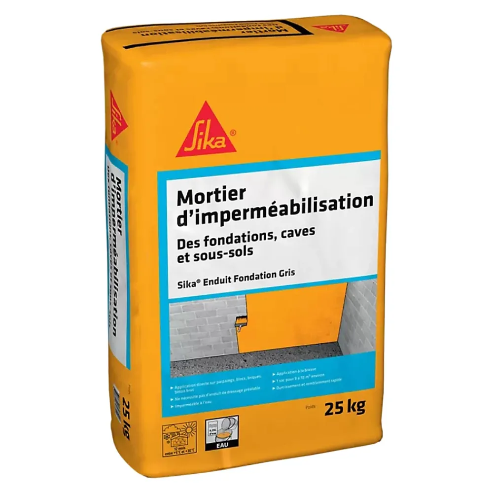 Sika Etanchéité Des Fondations-Mortier d'imperméabilisation enduit fondation 25kg
