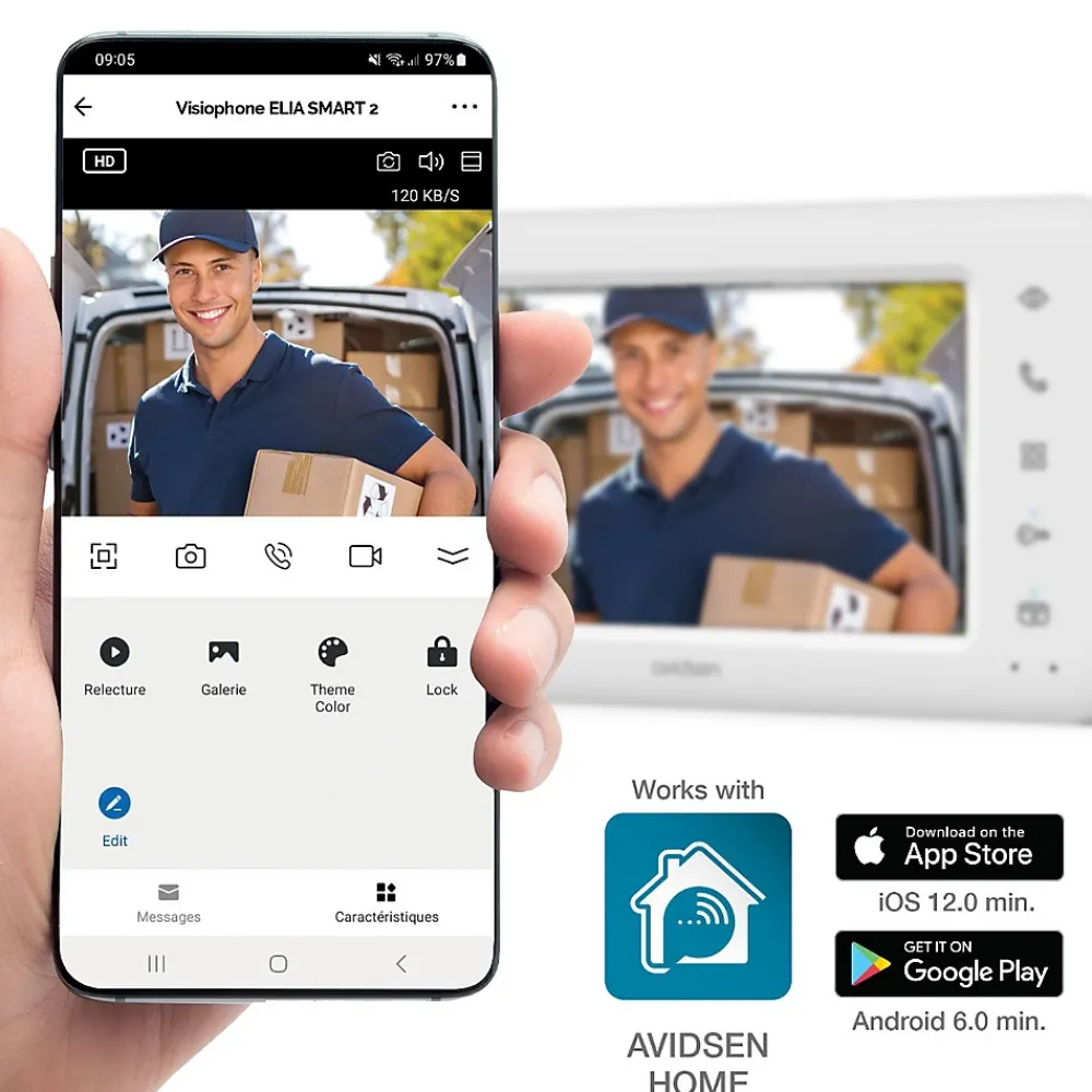 Avidsen Motorisation et visiophone connecté pour portail coulissant de 4 m
