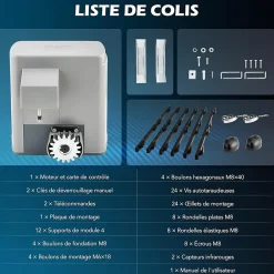 Nature Pro Motorisation De Portail-Motorisation Portail Coulissant 220V Capacité 600KG 12M, Moteur Portail Coulissant Électrique Automatique avec 2 Télécommandes
