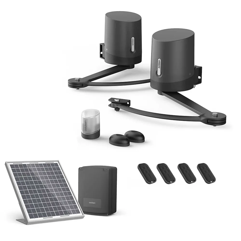 Avidsen Motorisation De Portail-Motorisation pour portail à battants ORANE510 + kit solaire + 2 télécommandes supplémentaires (4 en tout)