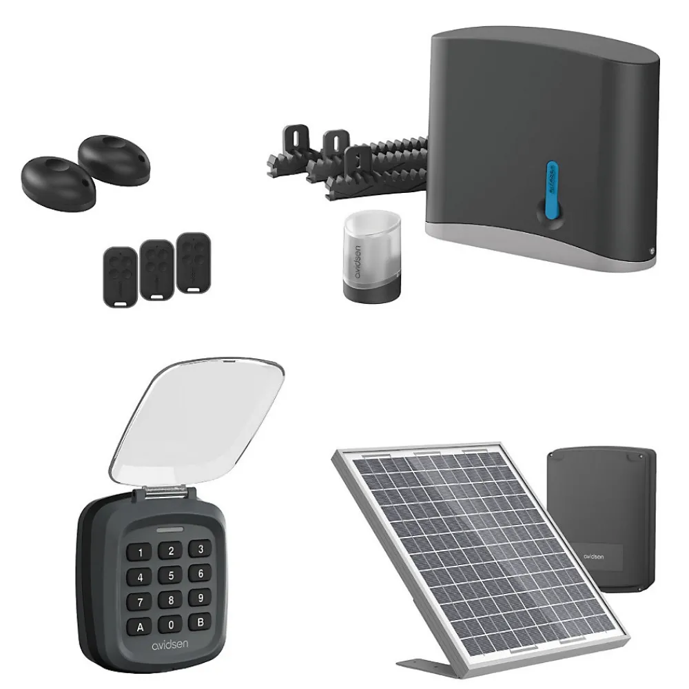 Avidsen Motorisation solaire Zenia SE avec digicode pour portail coulissant