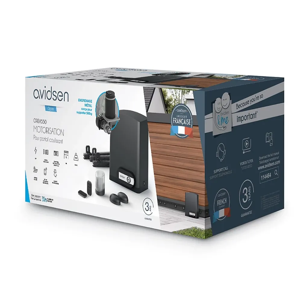 Avidsen Motorisation De Portail-Motorisation solaire Orea 550 pour portail coulissant
