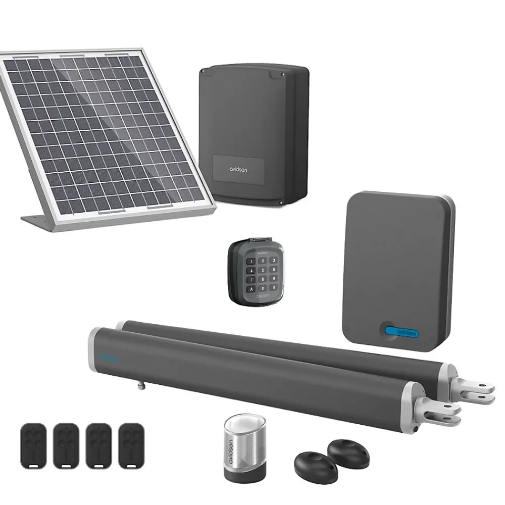 Avidsen Motorisation solaire à vérins Teha SE avec digicode pour portail battant