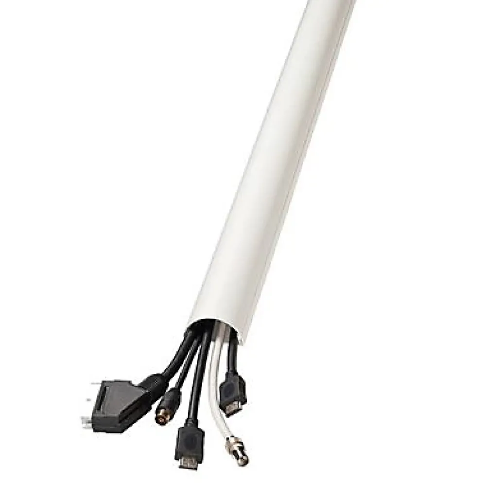 D-Line Moulure, Goulotte Et Plinthe-Moulure décorative demi-circulaire 50x25 mm blanche 1,5 m