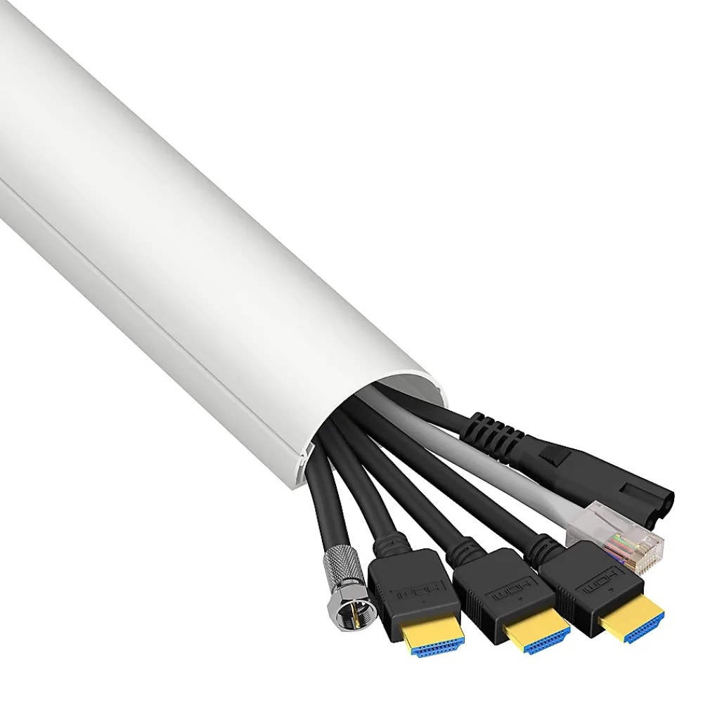 D-Line Moulure, Goulotte Et Plinthe-Moulure décorative demi-circulaire 50x25 mm blanche 1,5 m