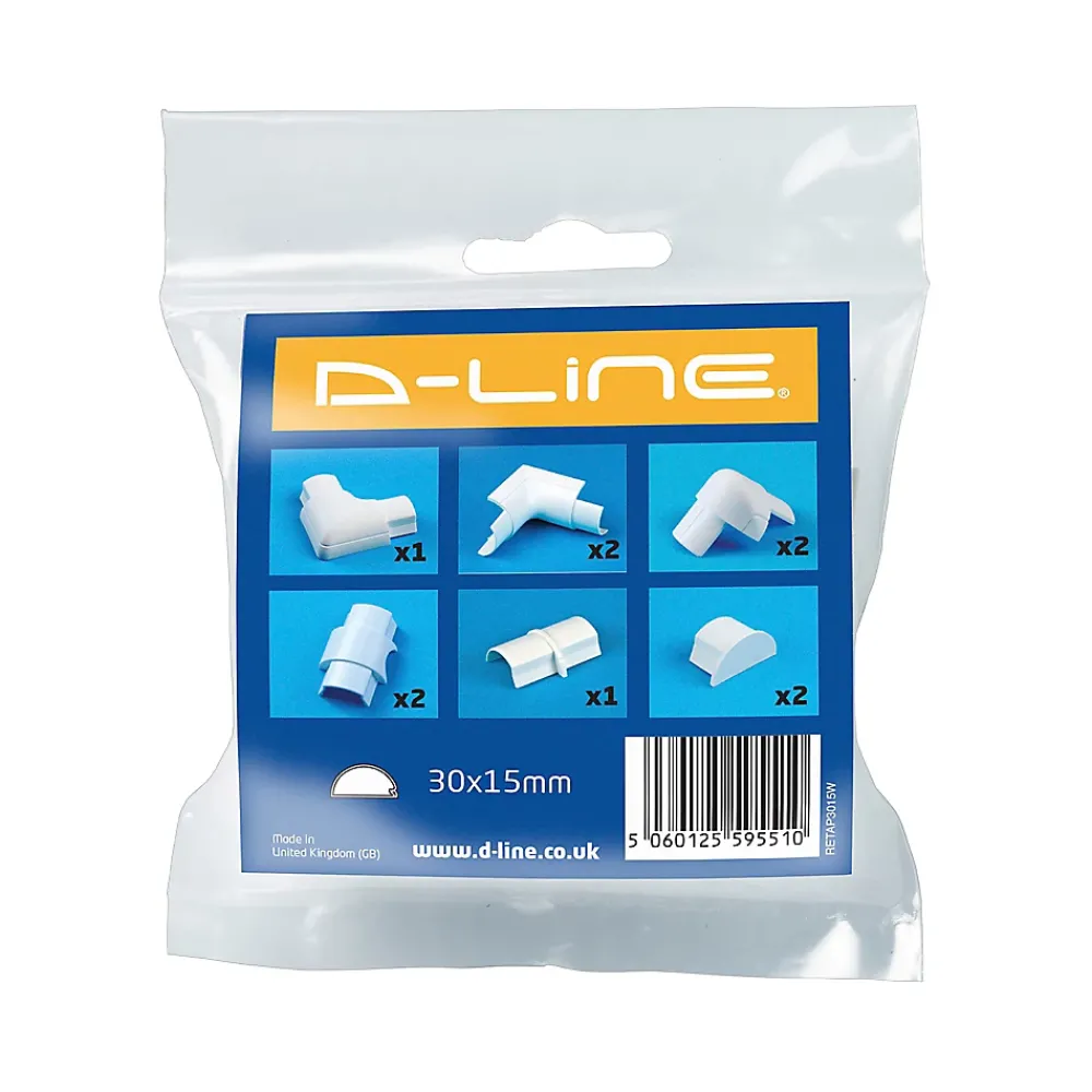 D-Line Moulure, Goulotte Et Plinthe-Multi-pack d'accessoires pour goulotte blanc 30 x 15 mm