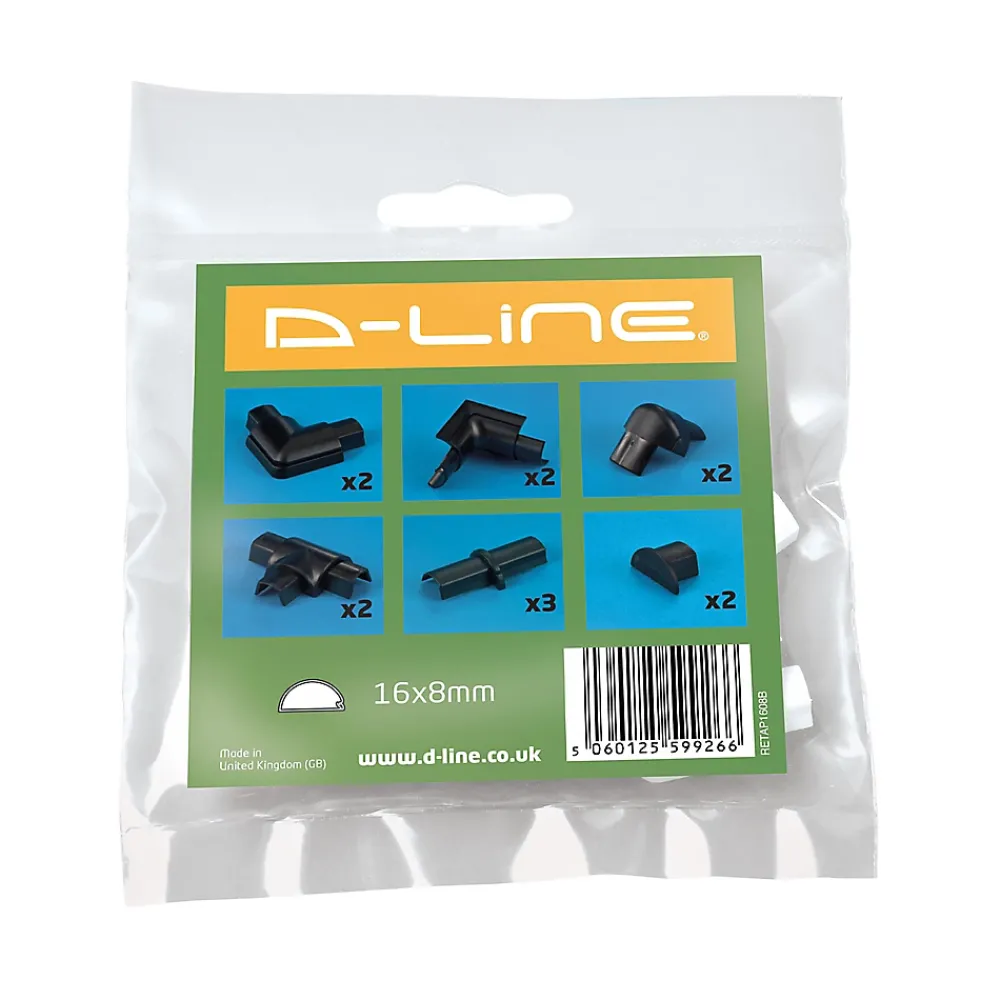 D-Line Multi-pack d'accessoires pour goulotte noire 30 x 15 mm
