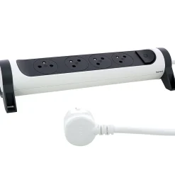 Legrand Multiprise avec interrupteur 4 prises rotative à fixer blanc et gris 1.5 m