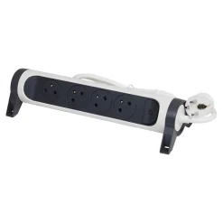 Legrand Multiprise avec interrupteur 4 prises rotative à fixer blanc et gris 1.5 m