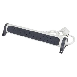 Legrand Multiprise-Multiprise avec interrupteur 6 prises rotative à fixer blanc et gris 1.5 m