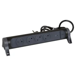 Legrand Multiprise parafoudre avec interrupteur 4 prises noir et gris 1.5 m