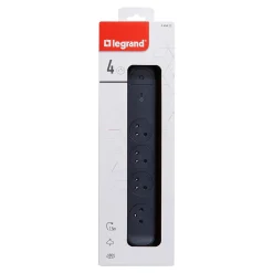 Legrand Multiprise parafoudre avec interrupteur 4 prises noir et gris 1.5 m