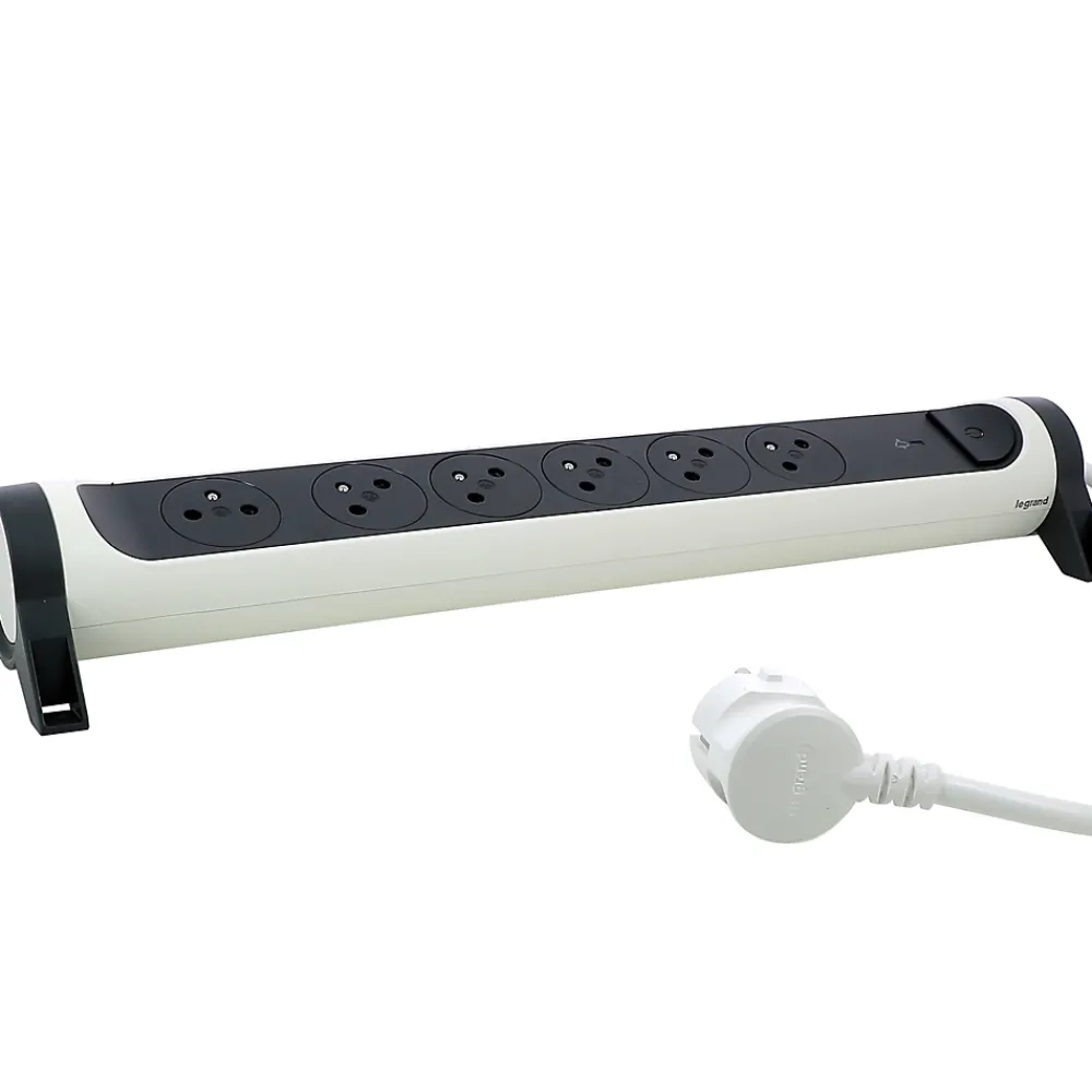 Legrand Multiprise-Multiprise parafoudre 6 prises blanc et gris 1.5 m