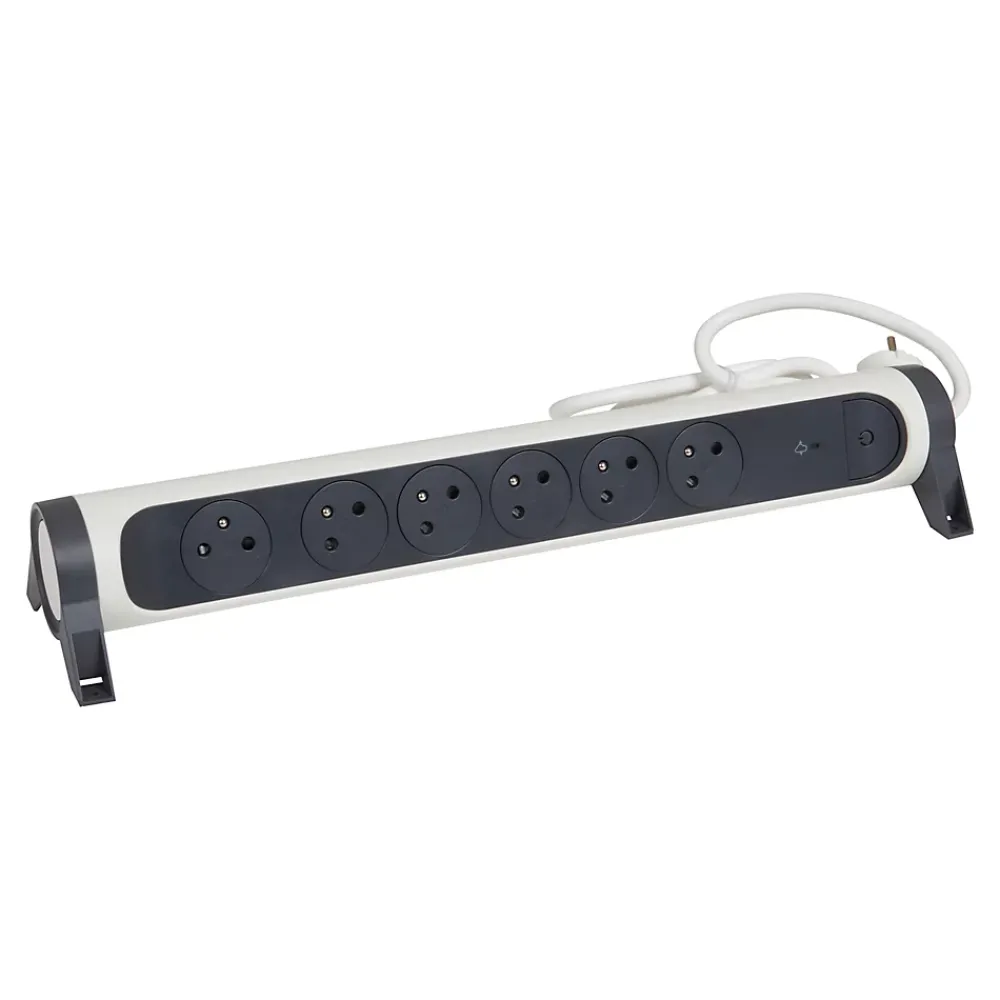 Legrand Multiprise-Multiprise parafoudre 6 prises blanc et gris 1.5 m