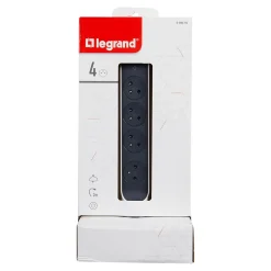 Legrand Multiprise-Multiprise parafoudre 4 prises blanc et gris 2 m