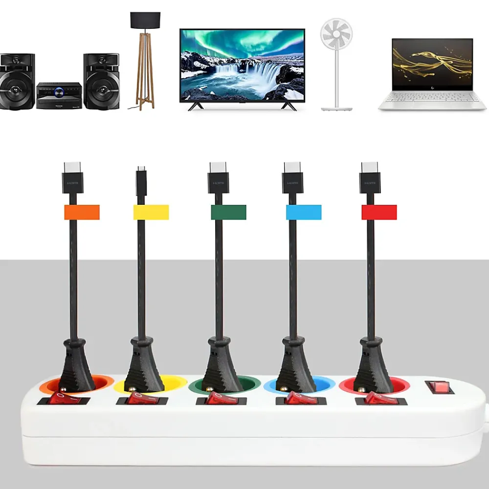 Fishtec Multiprise-Multiprise 5 Prises Interrupteurs Câble 150 cm Stickers Couleurs