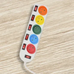 Fishtec Multiprise-Multiprise 5 Prises Interrupteurs Câble 150 cm Stickers Couleurs