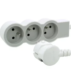 Legrand Multiprise 3 prises blanc et gris 1.5 m